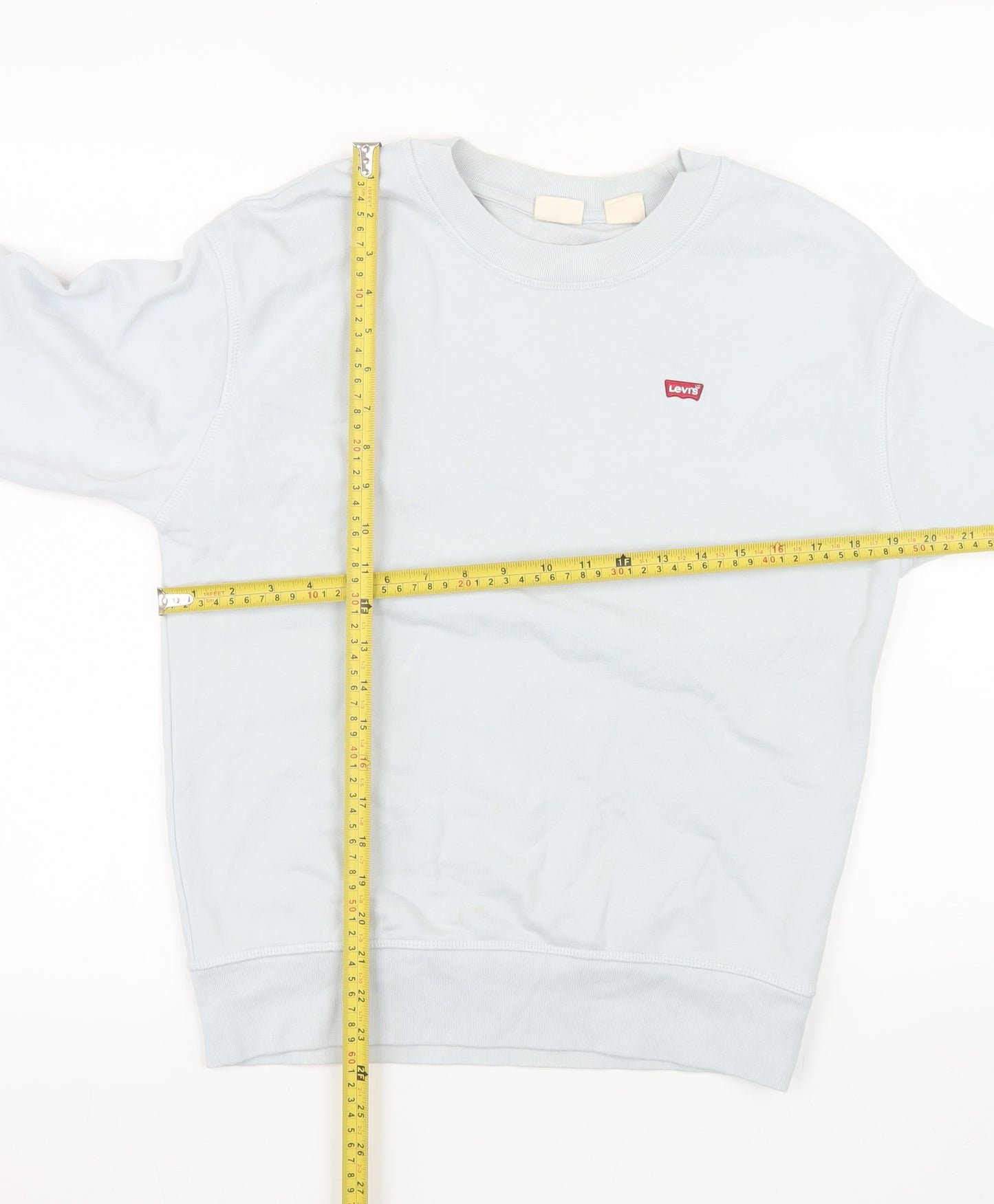 Levi's Women Blue Crew Neck Cotton Pullover Sweatshirt XS