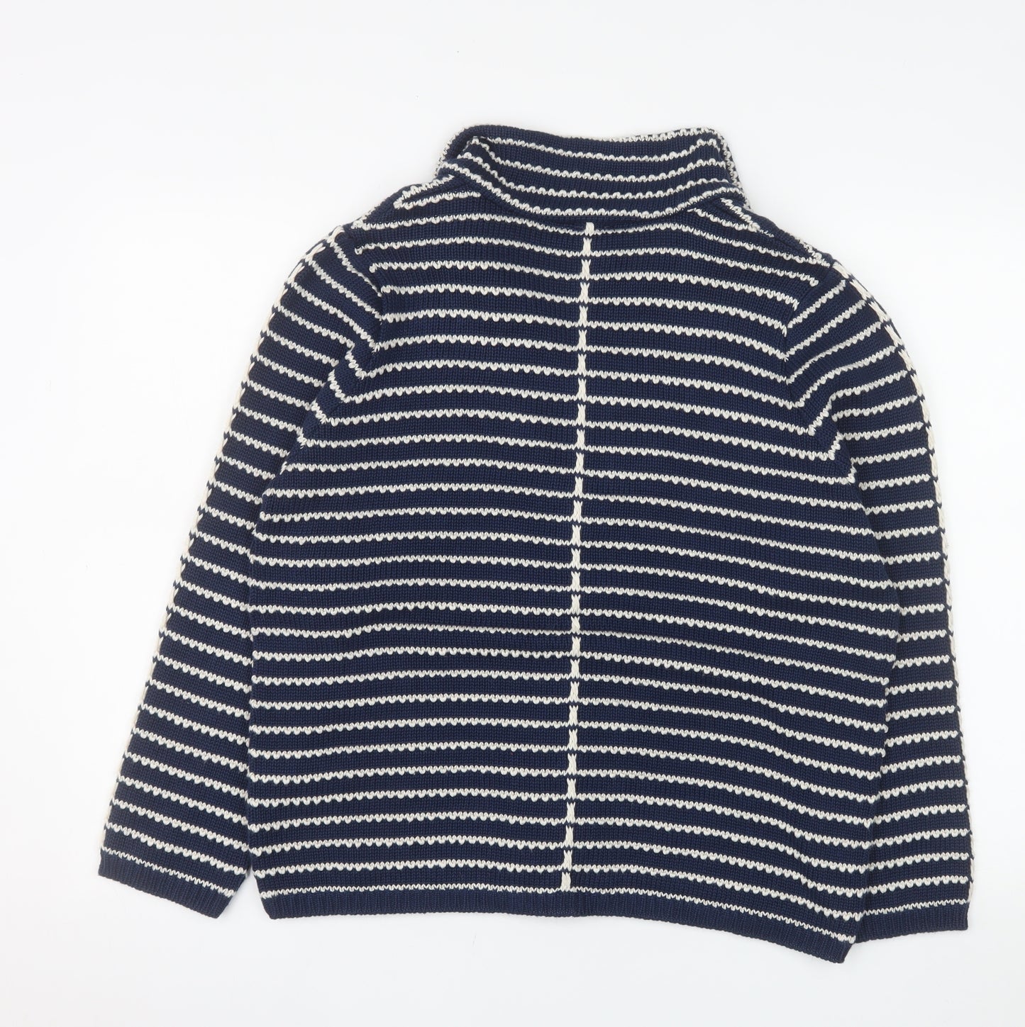 RABE Womens Blue Striped Cardigan Size 14 V-Neck Knit Cotton Blend