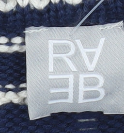 RABE Womens Blue Striped Cardigan Size 14 V-Neck Knit Cotton Blend