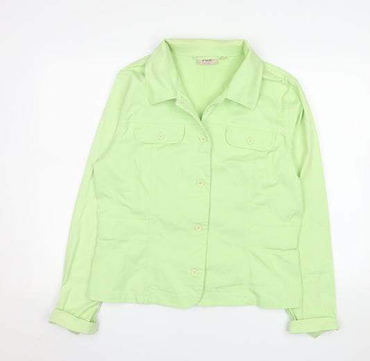 FRN by Francis Women's Green XL Cotton Blend Button Jacket