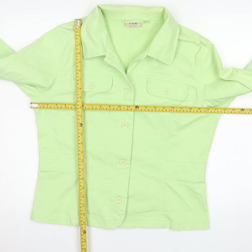 FRN by Francis Women's Green XL Cotton Blend Button Jacket