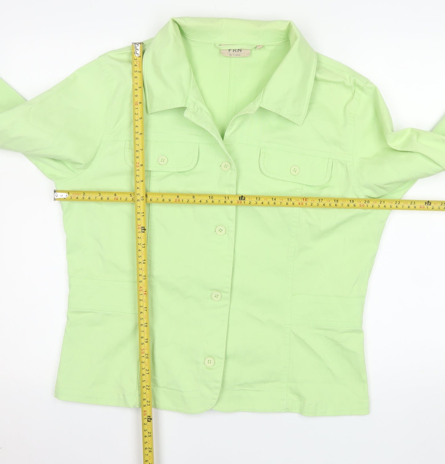 FRN by Francis Women's Green XL Cotton Blend Button Jacket