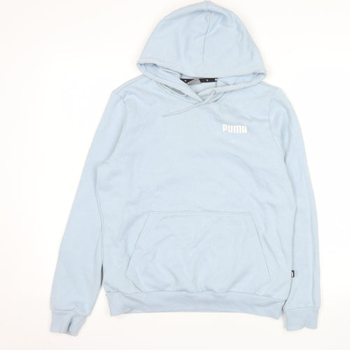 Puma Women Blue Pullover Hoodie Medium Cotton Blend Casual