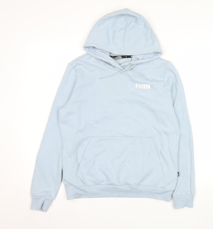 Puma Women Blue Pullover Hoodie Medium Cotton Blend Casual