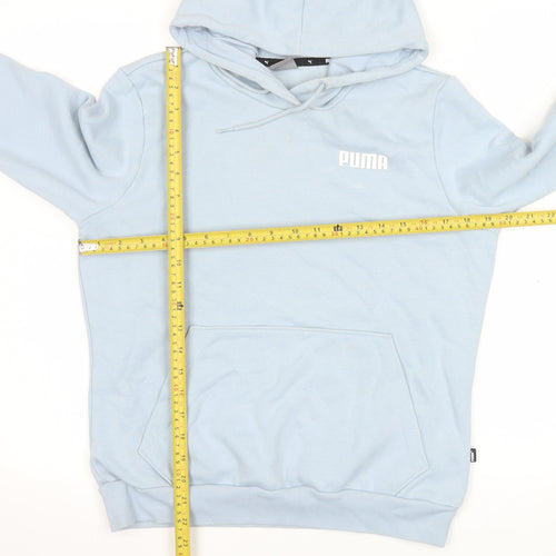 Puma Women Blue Pullover Hoodie Medium Cotton Blend Casual
