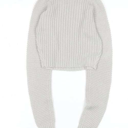 PrettyLittleThing Petite Women’s Grey Ribbed Knit Crew Neck Jumper Size S