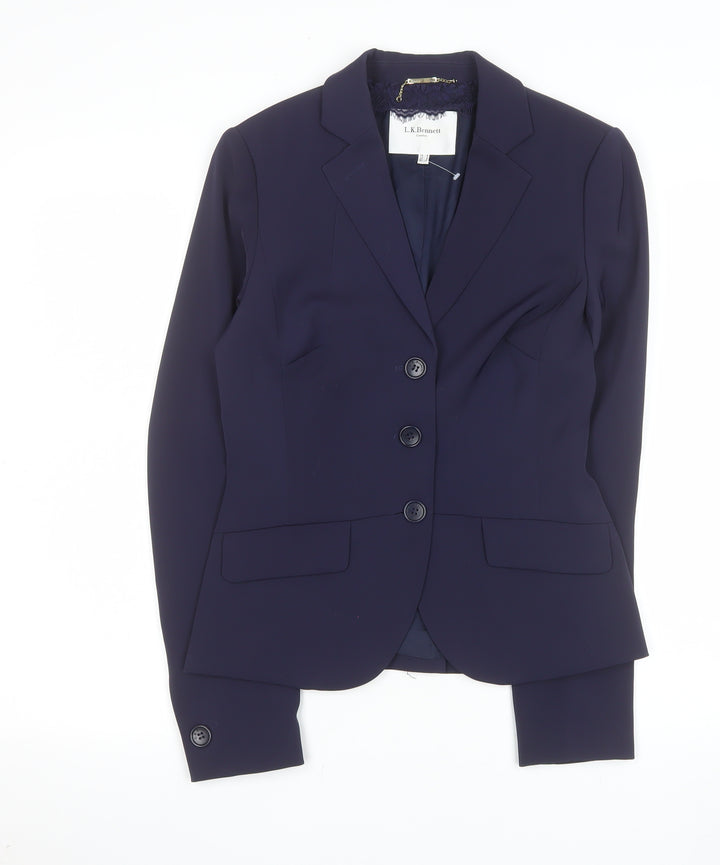 L.K. Bennett Women's Navy Blue Tailored Blazer UK 8 Polyester