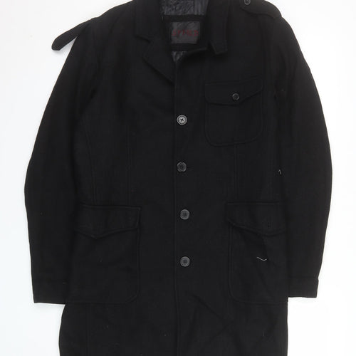 Springfield Mens Black Wool Blend Military Coat Size M