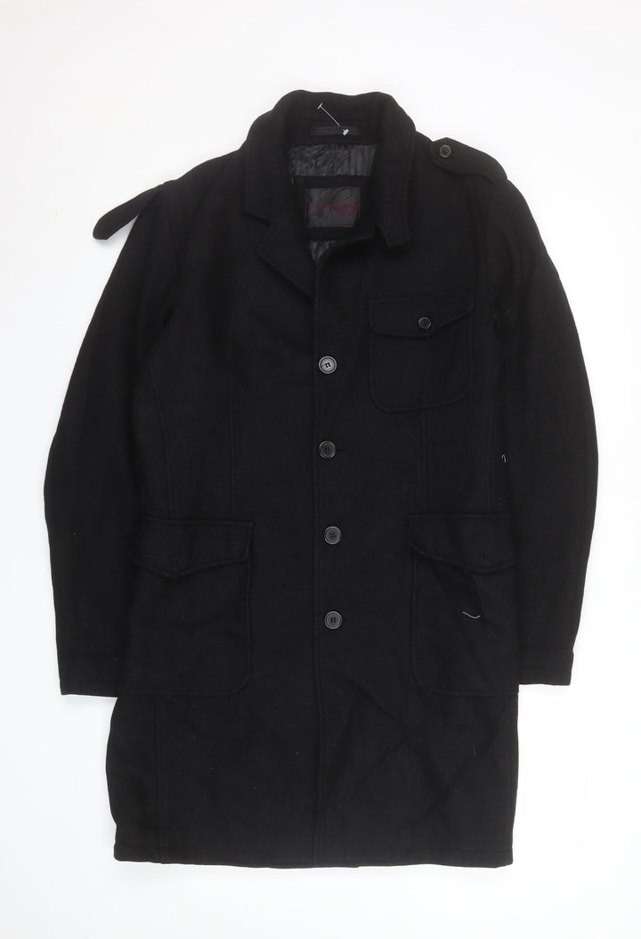 Springfield Mens Black Wool Blend Military Coat Size M