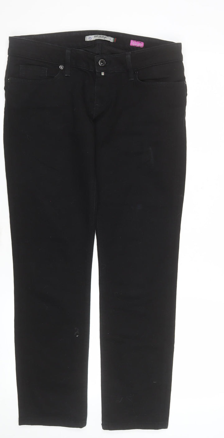 Salsa Women Black Skinny Fit Mid Rise Stretch Jeans Size 6