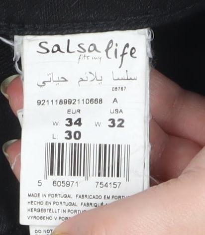 Salsa Women Black Skinny Fit Mid Rise Stretch Jeans Size 6