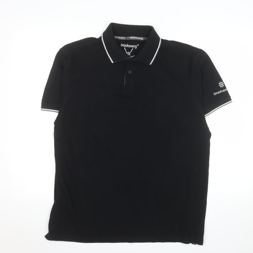 Backswing Men's Black Polo Shirt Large Golf Casual Top