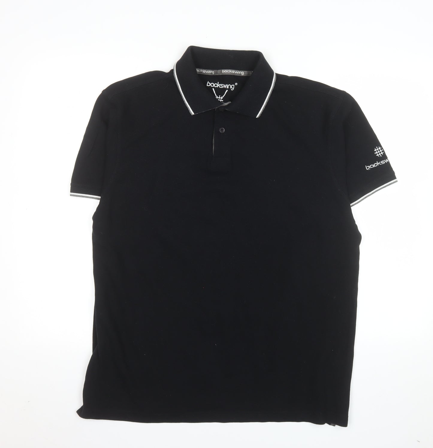 Backswing Men's Black Polo Shirt Large Golf Casual Top