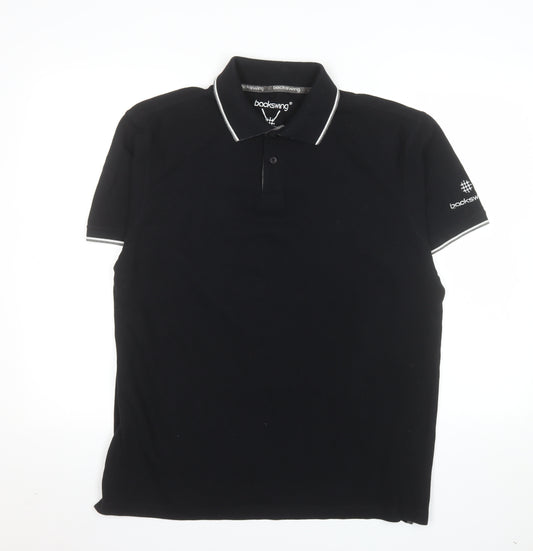 Backswing Men's Black Polo Shirt Large Golf Casual Top