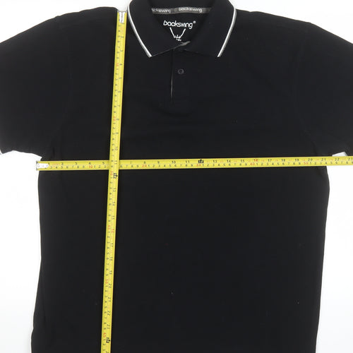 Backswing Men's Black Polo Shirt Large Golf Casual Top