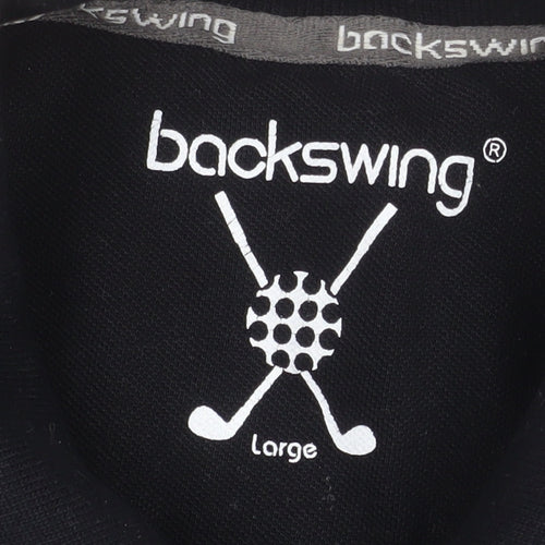 Backswing Men's Black Polo Shirt Large Golf Casual Top