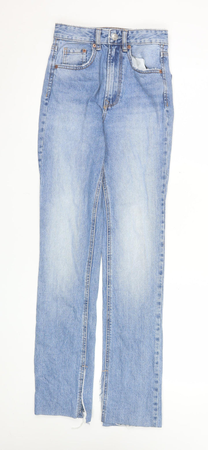 Stradivarius Women’s Blue Straight High Rise Jeans Size UK 4