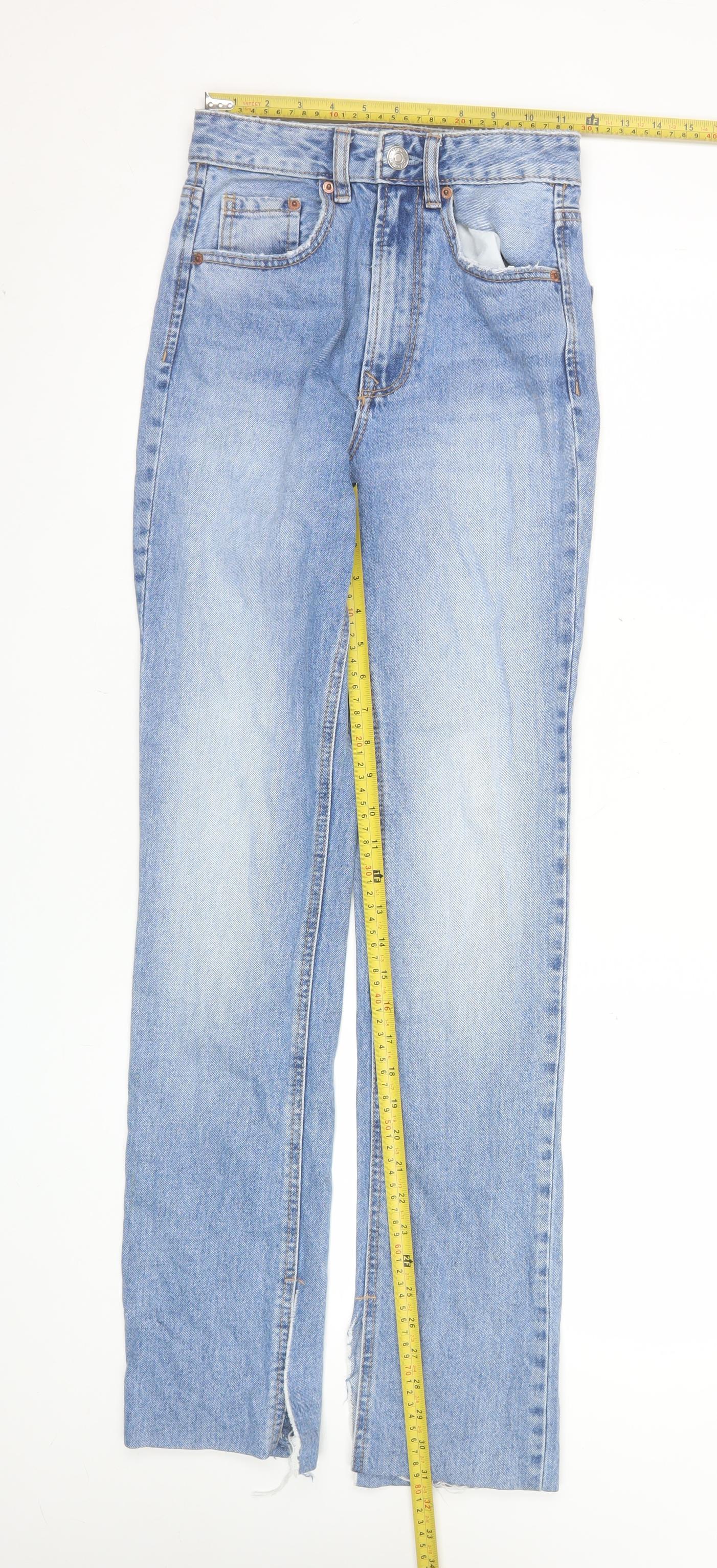 Stradivarius Women’s Blue Straight High Rise Jeans Size UK 4