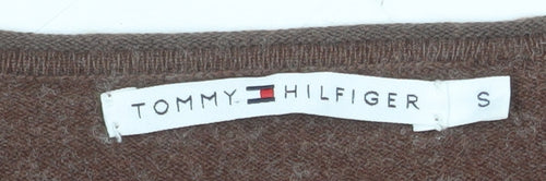 Tommy Hilfiger Womens Brown V-Neck Wool Cotton Jumper Size S