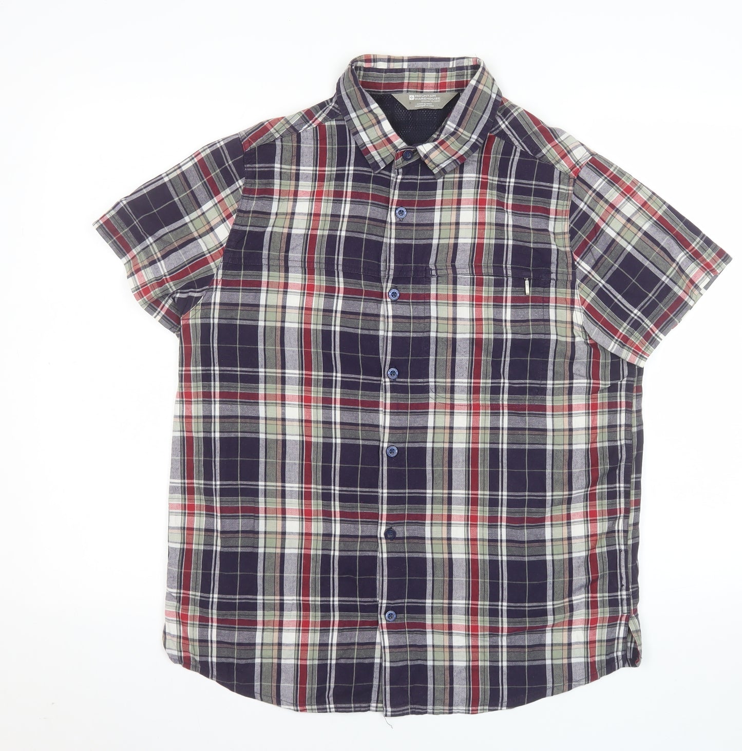 Mountain Warehouse Men's Multicoloured Plaid Short Sleeve Cotton Shirt S