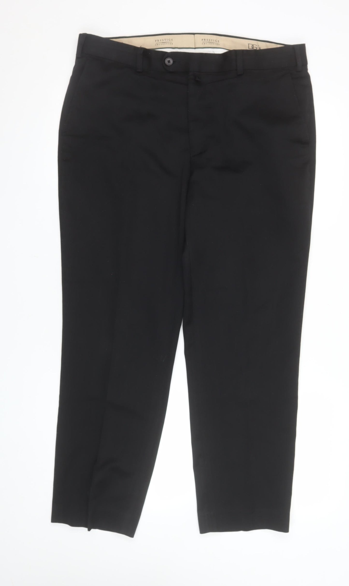 Prestige Collection Men's Black 36S Dress Trousers Wool Blend