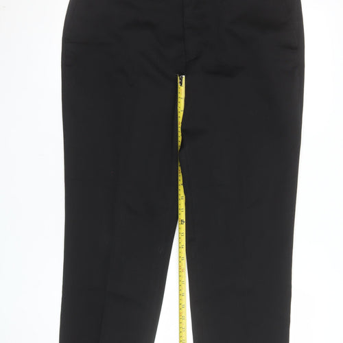 Prestige Collection Men's Black 36S Dress Trousers Wool Blend