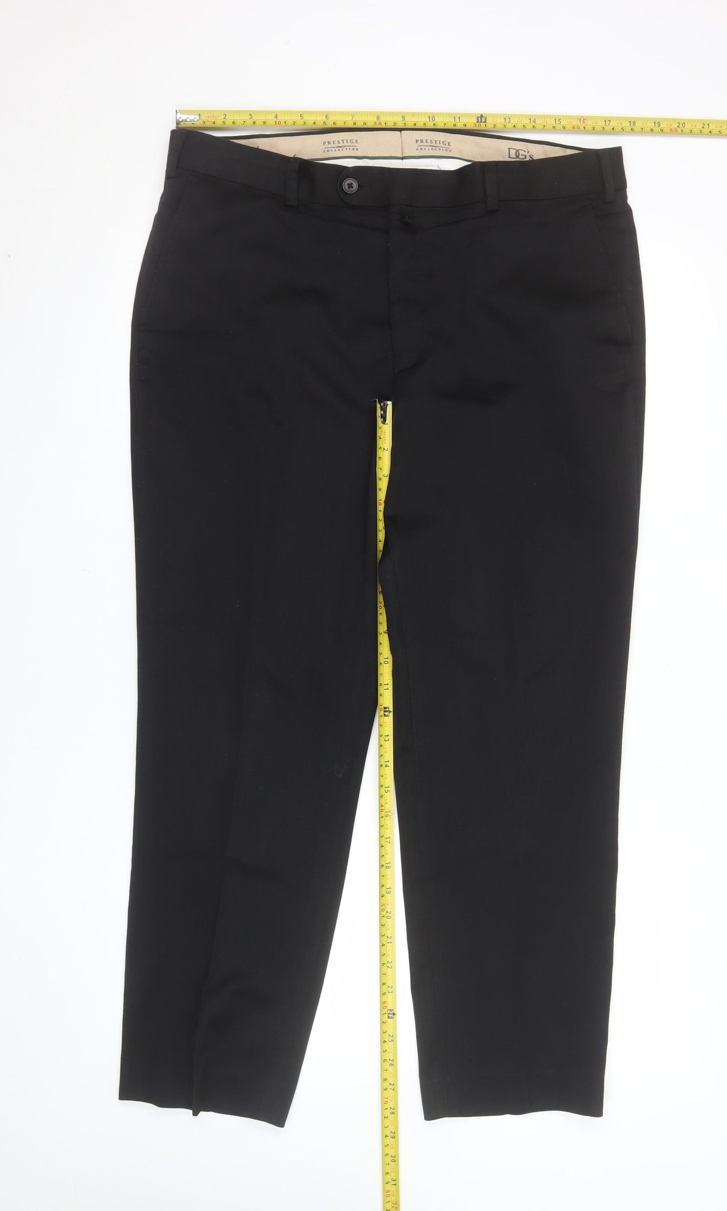 Prestige Collection Men's Black 36S Dress Trousers Wool Blend