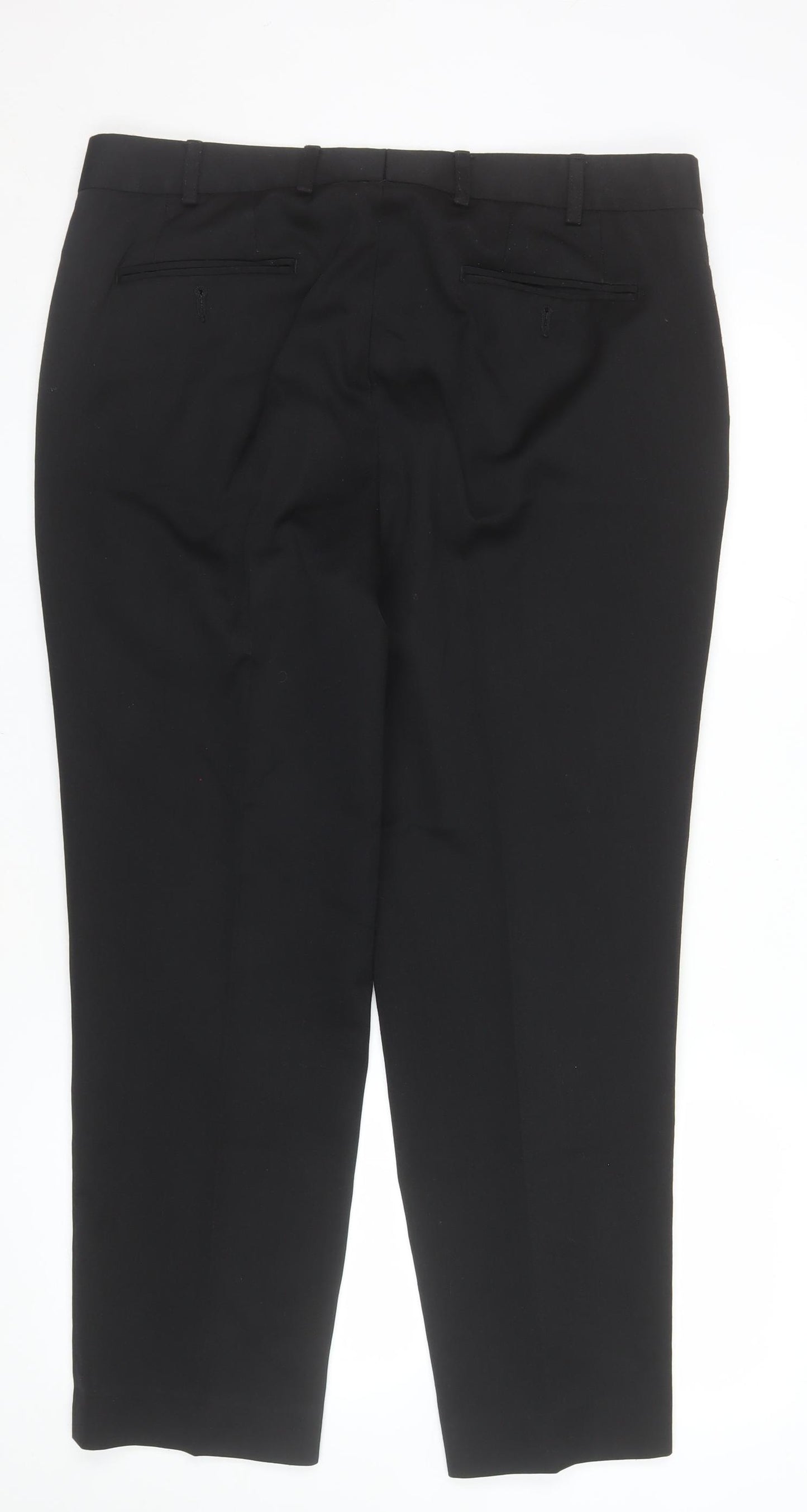 Prestige Collection Men's Black 36S Dress Trousers Wool Blend