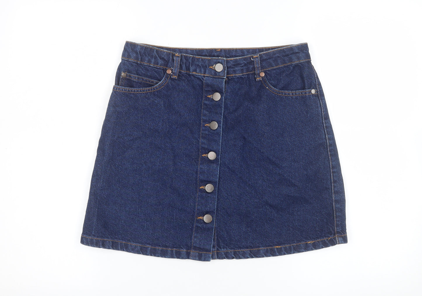Denim Co Womens Blue Denim A-Line Button Skirt UK 10