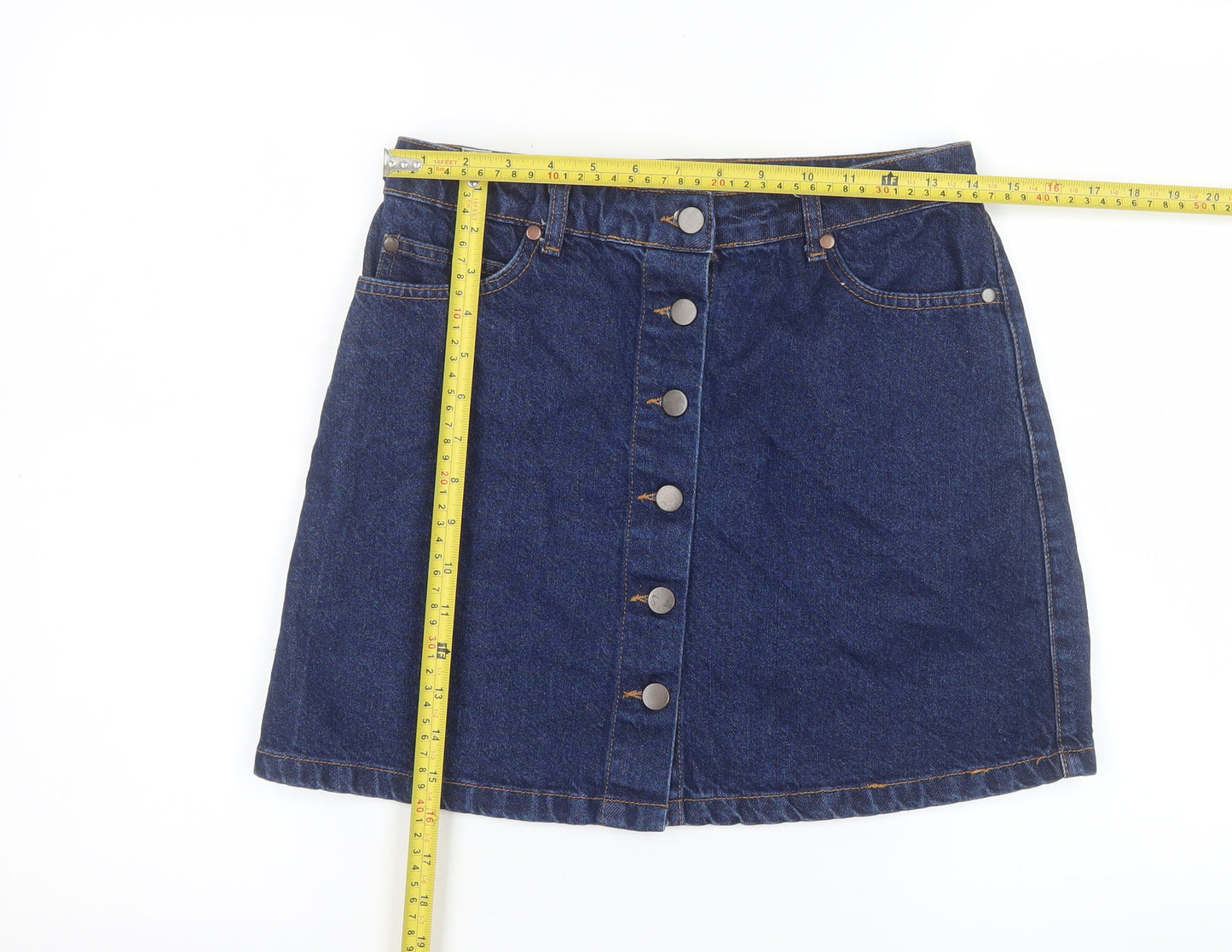 Denim Co Womens Blue Denim A-Line Button Skirt UK 10