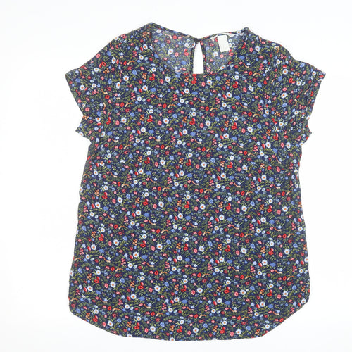 H&M Maternity Multicoloured Floral Short Sleeve Viscose Blouse Size 12
