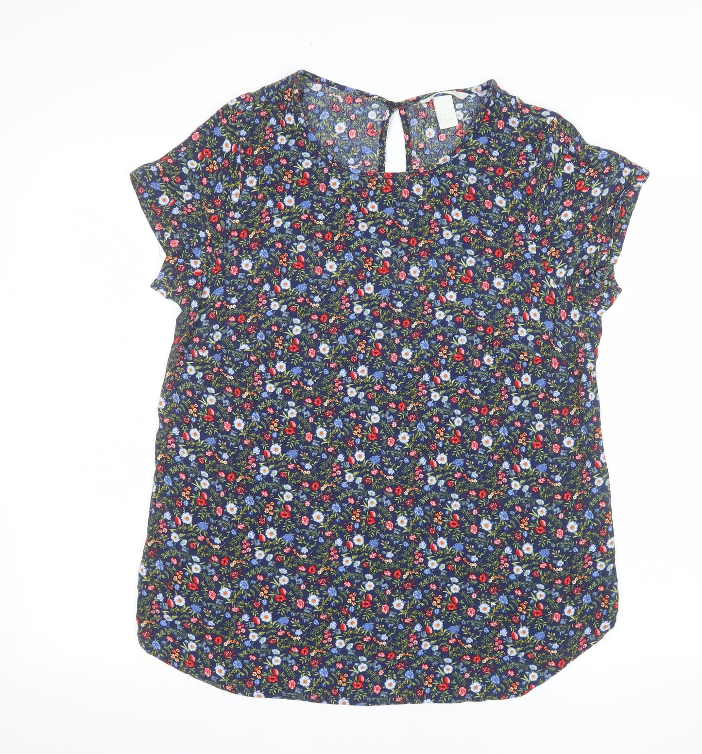 H&M Maternity Multicoloured Floral Short Sleeve Viscose Blouse Size 12