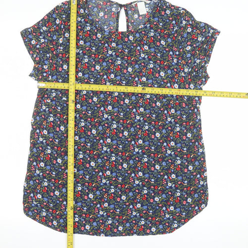 H&M Maternity Multicoloured Floral Short Sleeve Viscose Blouse Size 12