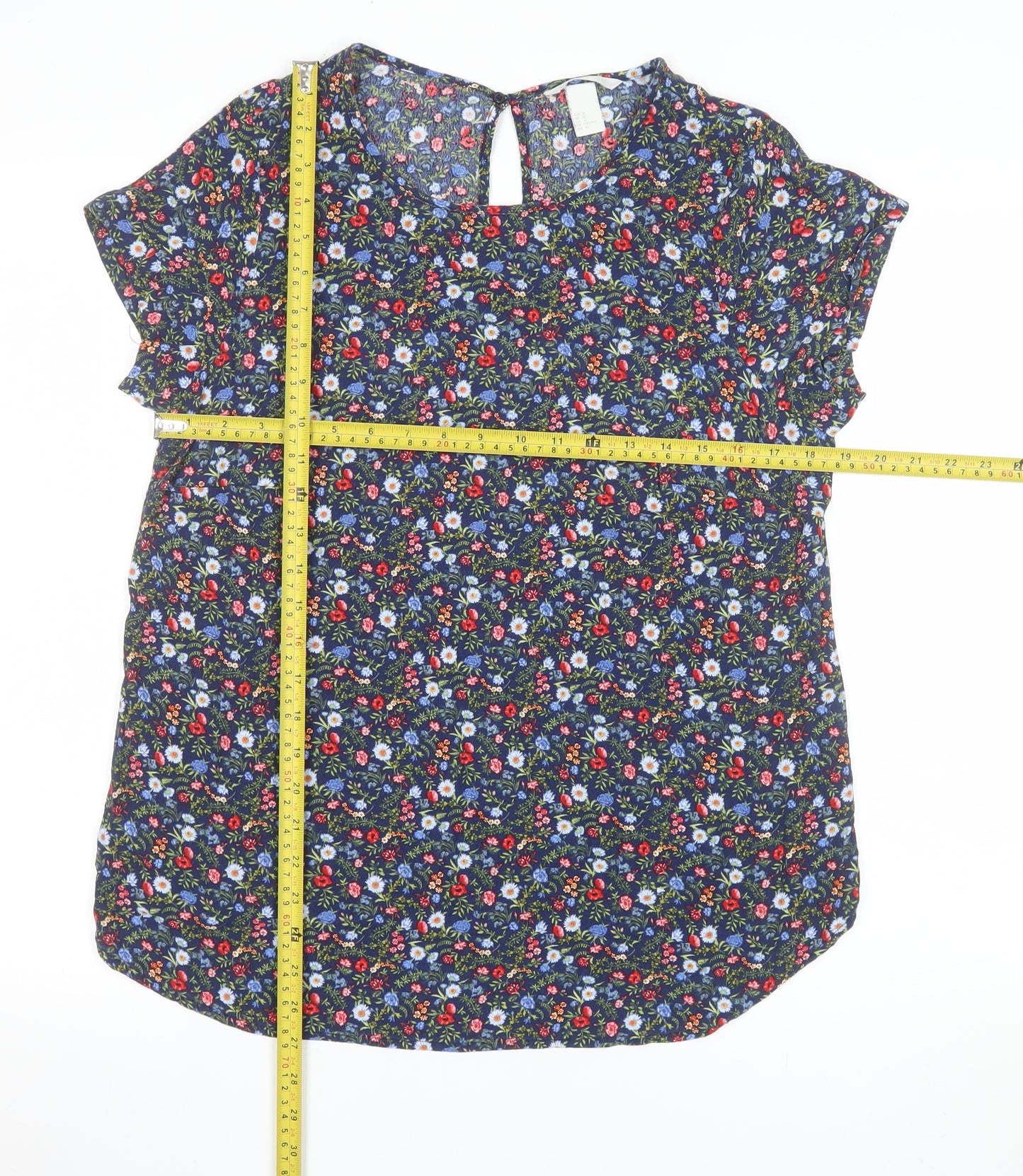 H&M Maternity Multicoloured Floral Short Sleeve Viscose Blouse Size 12