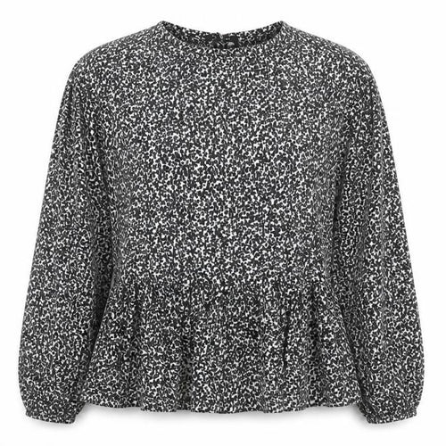 New Look Women's Black Floral Peplum Long Sleeve Blouse Size M