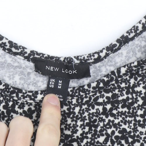 New Look Women's Black Floral Peplum Long Sleeve Blouse Size M