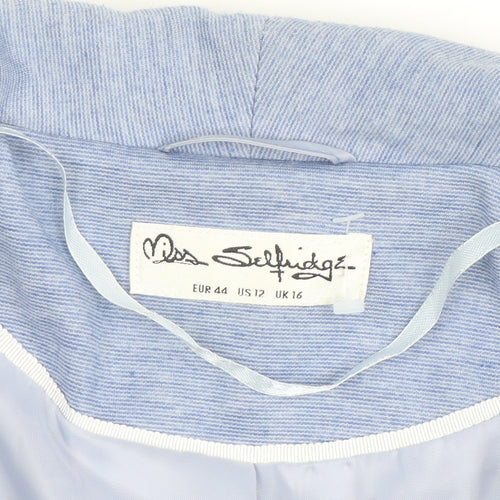 Miss Selfridge Women Blue UK 16 Classic Open Front Blazer Jacket
