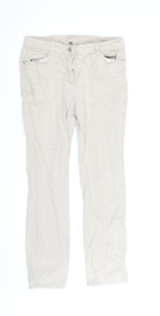 Dash Women's Beige Chino Trousers Size 10 Regular Straight Leg