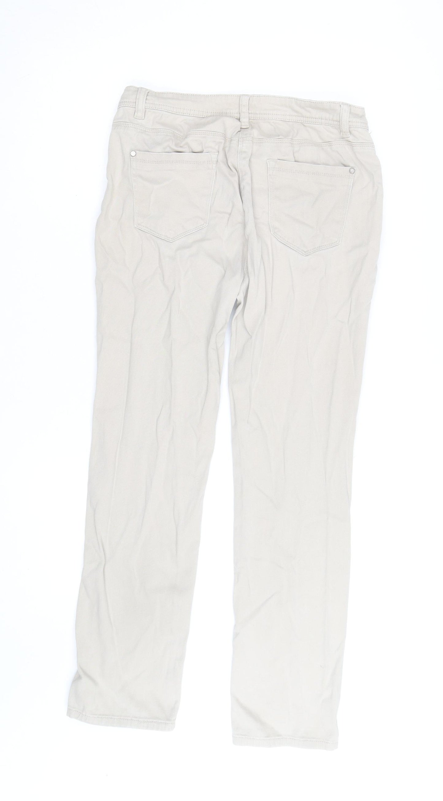 Dash Women's Beige Chino Trousers Size 10 Regular Straight Leg