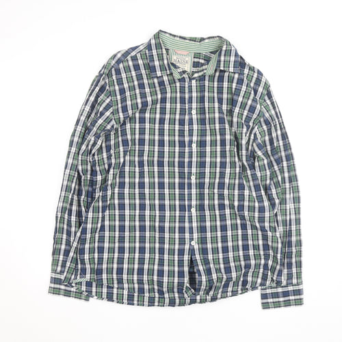 Maine New England Men's Blue Check Cotton Button-Up Shirt Size L
