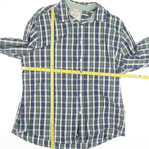 Maine New England Men's Blue Check Cotton Button-Up Shirt Size L