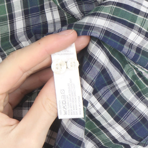 Maine New England Men's Blue Check Cotton Button-Up Shirt Size L