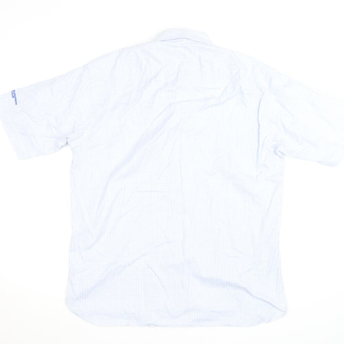 Oscar Jacobson Men's Blue Check Short Sleeve Button-Up Shirt Size L