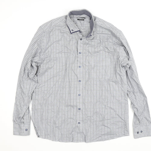 Hatico Essentials Men's Blue Check Regular Fit Long Sleeve Button-Up Shirt Size 17