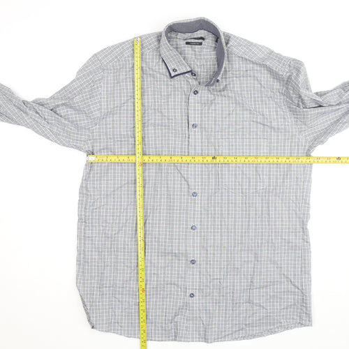 Hatico Essentials Men's Blue Check Regular Fit Long Sleeve Button-Up Shirt Size 17