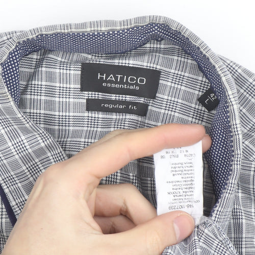 Hatico Essentials Men's Blue Check Regular Fit Long Sleeve Button-Up Shirt Size 17