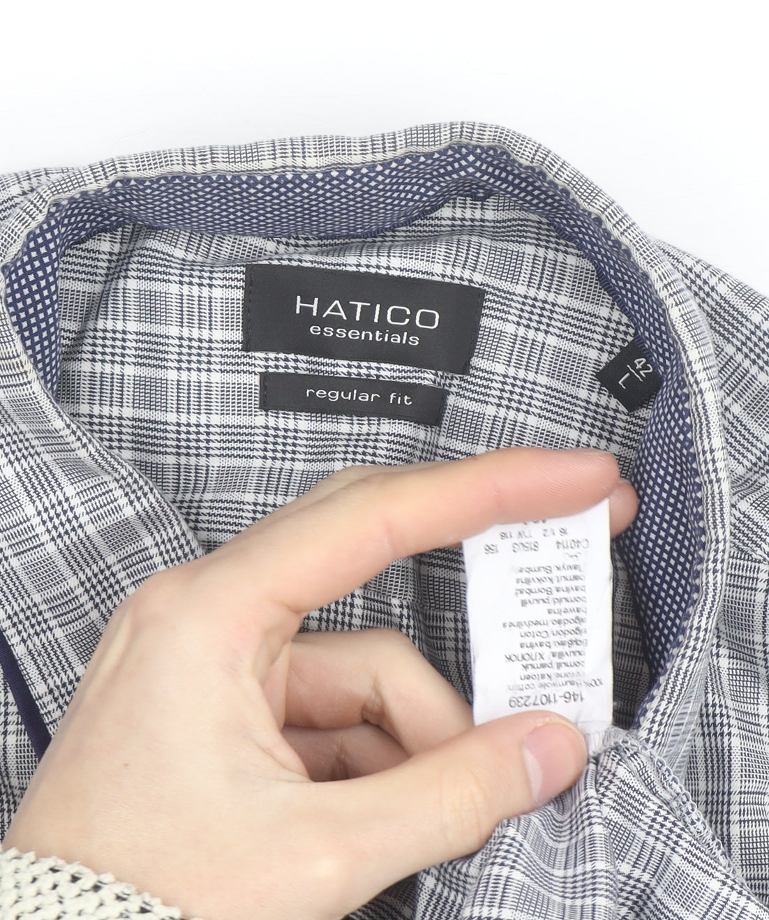 Hatico Essentials Men's Blue Check Regular Fit Long Sleeve Button-Up Shirt Size 17