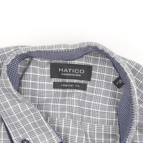 Hatico Essentials Men's Blue Check Regular Fit Long Sleeve Button-Up Shirt Size 17