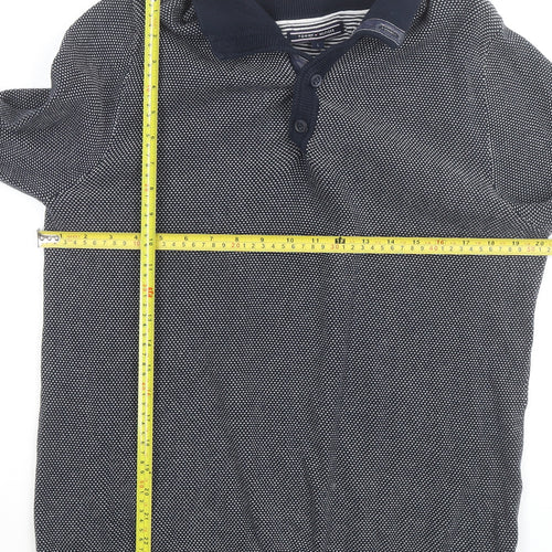 Tommy Hilfiger Men's Blue Long Sleeve Cotton Knit Button-Up Polo Shirt L