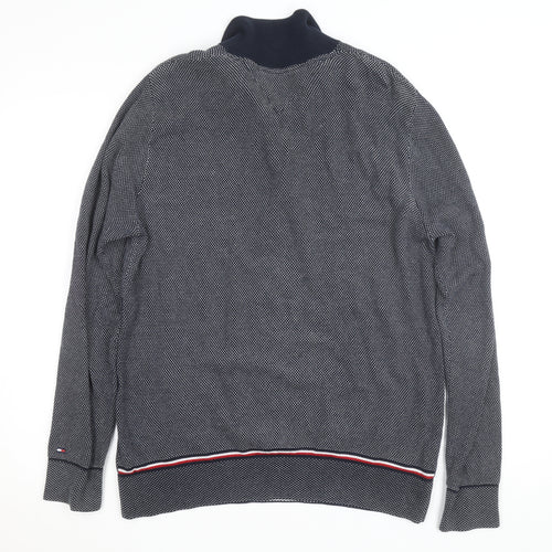 Tommy Hilfiger Men's Blue Long Sleeve Cotton Knit Button-Up Polo Shirt L
